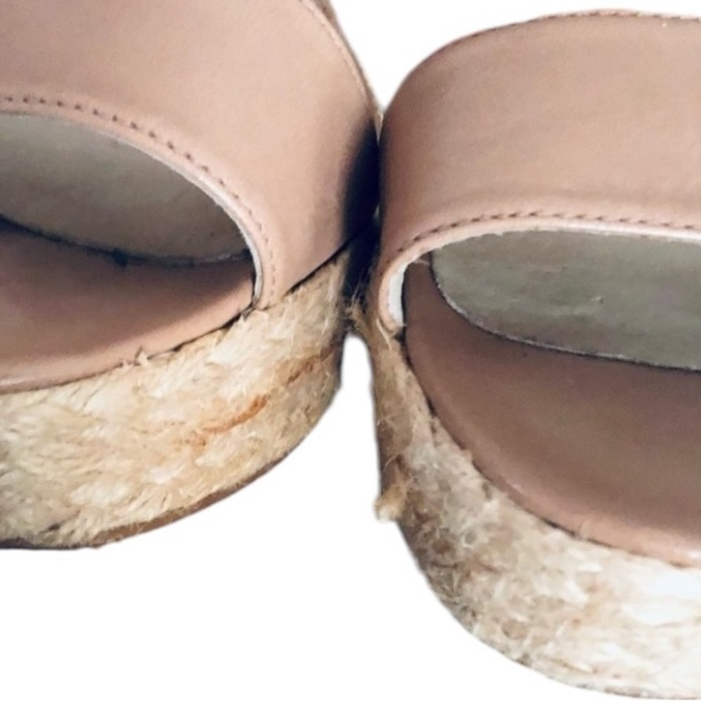 Micheal Kors size 10 nude leather platform wedge heels ankle strap - Picture 2 of 8